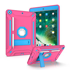 Apple iPad 10.2 (2019)用ハイブリットバンパーケース スタンド プラスチック 兼シリコーン カバー YJ2 アップル ローズレッド