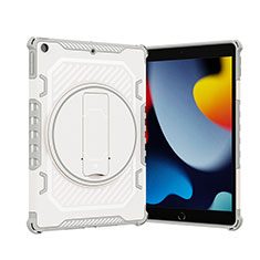 Apple iPad 10.2 (2019)用ハイブリットバンパーケース スタンド プラスチック 兼シリコーン カバー L09 アップル グレー