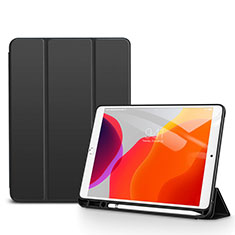 Apple iPad 10.2 (2021)用手帳型 レザーケース スタンド カバー アップル ブラック