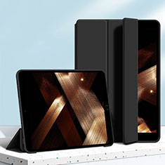 Apple iPad 10.2 (2021)用手帳型 レザーケース スタンド カバー H04 アップル ブラック