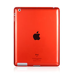 Apple iPad 3用極薄ソフトケース シリコンケース 耐衝撃 全面保護 クリア透明 アップル レッド