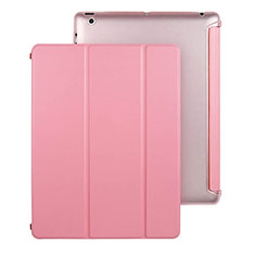 Apple iPad 3用手帳型 レザーケース スタンド アップル ピンク