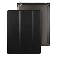 Apple iPad 3用手帳型 レザーケース スタンド アップル ブラック