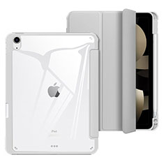 Apple iPad Air 5 10.9 (2022)用手帳型 レザーケース スタンド カバー H02 アップル グレー