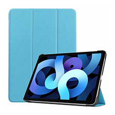 Apple iPad Air 5 10.9 (2022)用手帳型 レザーケース スタンド カバー L03 アップル ブルー