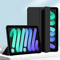 Apple iPad Mini 6用手帳型 レザーケース スタンド カバー H07 アップル ブラック