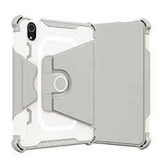 Apple iPad Mini 6用ハイブリットバンパーケース スタンド プラスチック 兼シリコーン カバー L05 アップル グレー