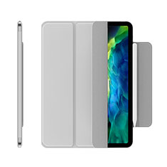 Apple iPad Pro 11 (2021)用手帳型 レザーケース スタンド カバー アップル シルバー