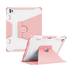 Apple iPad Pro 12.9 (2022)用ハイブリットバンパーケース スタンド プラスチック 兼シリコーン カバー L04 アップル ピンク