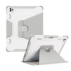 Apple iPad Pro 12.9 (2022)用ハイブリットバンパーケース スタンド プラスチック 兼シリコーン カバー L04 アップル グレー