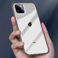 Apple iPhone 11 Pro Max用極薄ソフトケース シリコンケース 耐衝撃 全面保護 クリア透明 H01 アップル グレー