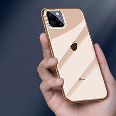 Apple iPhone 11 Pro Max用極薄ソフトケース シリコンケース 耐衝撃 全面保護 クリア透明 H01 アップル ゴールド