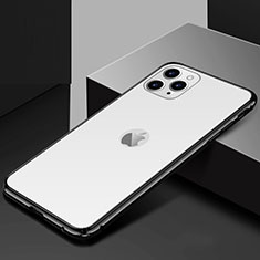 Apple iPhone 11 Pro Max用ケース 高級感 手触り良い アルミメタル 製の金属製 360度 フルカバーバンパー 鏡面 カバー T02 アップル ホワイト