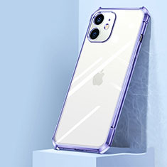 Apple iPhone 12用ハイブリットバンパーケース クリア透明 プラスチック 鏡面 カバー H02 アップル ラベンダー