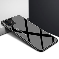 Apple iPhone 12用ハイブリットバンパーケース クリア透明 プラスチック 鏡面 カバー N01 アップル ブラック