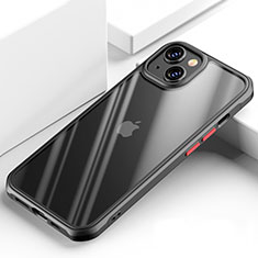 Apple iPhone 13用ハイブリットバンパーケース クリア透明 プラスチック 鏡面 カバー M03 アップル ブラック