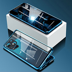 Apple iPhone 13用ケース 高級感 手触り良い アルミメタル 製の金属製 360度 フルカバーバンパー 鏡面 カバー M09 アップル ネイビー