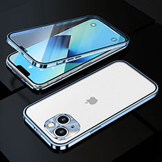 Apple iPhone 13用ケース 高級感 手触り良い アルミメタル 製の金属製 360度 フルカバーバンパー 鏡面 カバー M10 アップル ネイビー