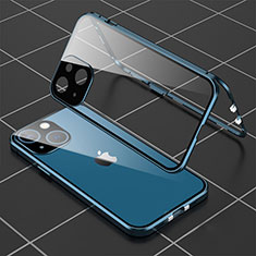 Apple iPhone 13用ケース 高級感 手触り良い アルミメタル 製の金属製 360度 フルカバーバンパー 鏡面 カバー M04 アップル ネイビー