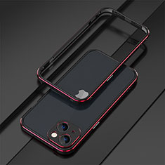 Apple iPhone 13用ケース 高級感 手触り良い アルミメタル 製の金属製 バンパー カバー A01 アップル レッド・ブラック