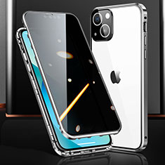Apple iPhone 13用ケース 高級感 手触り良い アルミメタル 製の金属製 360度 フルカバーバンパー 鏡面 カバー M03 アップル シルバー