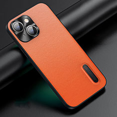 Apple iPhone 13用ケース 高級感 手触り良いレザー柄 JB3 アップル オレンジ