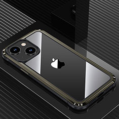 Apple iPhone 13用ケース 高級感 手触り良い アルミメタル 製の金属製 兼シリコン カバー QC1 アップル ブラック