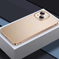 Apple iPhone 13用ケース 高級感 手触り良い メタル兼プラスチック バンパー QC3 アップル ゴールド