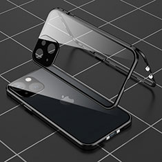 Apple iPhone 13 Mini用ケース 高級感 手触り良い アルミメタル 製の金属製 360度 フルカバーバンパー 鏡面 カバー M04 アップル ブラック