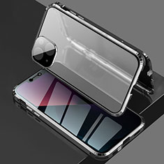Apple iPhone 13 Mini用ケース 高級感 手触り良い アルミメタル 製の金属製 360度 フルカバーバンパー 鏡面 カバー アップル ブラック