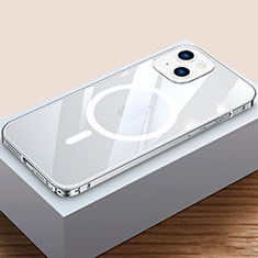 Apple iPhone 13 Mini用ケース 高級感 手触り良い メタル兼プラスチック バンパー Mag-Safe 磁気 Magnetic QC4 アップル シルバー