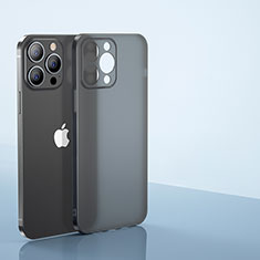 Apple iPhone 13 Pro用極薄ケース クリア透明 プラスチック 質感もマットU01 アップル ブラック