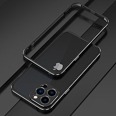 Apple iPhone 13 Pro用ケース 高級感 手触り良い アルミメタル 製の金属製 バンパー カバー アップル シルバー・ブラック