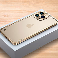 Apple iPhone 13 Pro用ケース 高級感 手触り良い アルミメタル 製の金属製 バンパー カバー A04 アップル ゴールド