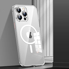 Apple iPhone 13 Pro用ケース 高級感 手触り良い メタル兼プラスチック バンパー Mag-Safe 磁気 Magnetic JL1 アップル シルバー