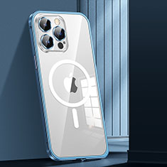Apple iPhone 13 Pro用ケース 高級感 手触り良い メタル兼プラスチック バンパー Mag-Safe 磁気 Magnetic JL1 アップル ネイビー