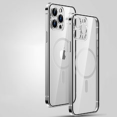 Apple iPhone 13 Pro用ケース 高級感 手触り良い メタル兼プラスチック バンパー Mag-Safe 磁気 Magnetic JL3 アップル シルバー