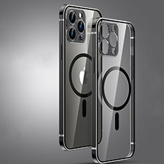 Apple iPhone 13 Pro用ケース 高級感 手触り良い メタル兼プラスチック バンパー Mag-Safe 磁気 Magnetic JL3 アップル ブラック