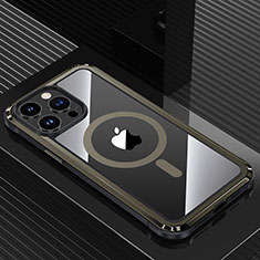 Apple iPhone 13 Pro用ケース 高級感 手触り良い アルミメタル 製の金属製 兼シリコン カバー Mag-Safe 磁気 Magnetic QC1 アップル ブラック