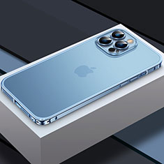 Apple iPhone 13 Pro用ケース 高級感 手触り良い メタル兼プラスチック バンパー QC3 アップル ネイビー