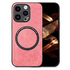 Apple iPhone 13 Pro用シリコンケース ソフトタッチラバー レザー柄 アンドマグネット式 S02D アップル ピンク