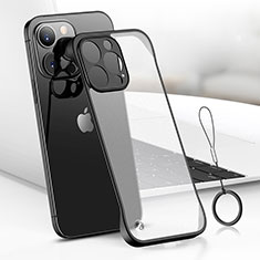 Apple iPhone 13 Pro Max用ハードカバー クリスタル クリア透明 H03 アップル ブラック