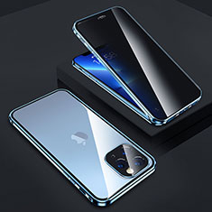 Apple iPhone 13 Pro Max用ケース 高級感 手触り良い アルミメタル 製の金属製 360度 フルカバーバンパー 鏡面 カバー Z05 アップル ネイビー
