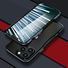 Apple iPhone 13 Pro Max用ケース 高級感 手触り良い アルミメタル 製の金属製 バンパー カバー LF1 アップル ブラック
