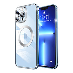 Apple iPhone 13 Pro Max用ケース 高級感 手触り良い メタル兼プラスチック バンパー Mag-Safe 磁気 Magnetic LF5 アップル ネイビー