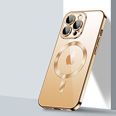 Apple iPhone 13 Pro Max用極薄ソフトケース シリコンケース 耐衝撃 全面保護 クリア透明 カバー Mag-Safe 磁気 Magnetic LD2 アップル ゴールド