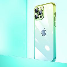 Apple iPhone 13 Pro Max用ハードカバー クリスタル クリア透明 勾配色 QC1 アップル グリーン