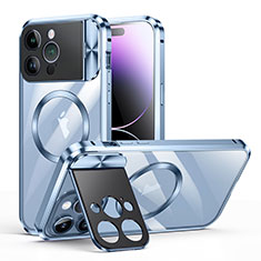 Apple iPhone 13 Pro Max用ケース 高級感 手触り良い メタル兼プラスチック バンパー Mag-Safe 磁気 Magnetic LK4 アップル ネイビー