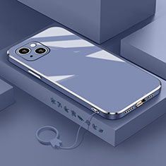 Apple iPhone 14用極薄ソフトケース シリコンケース 耐衝撃 全面保護 S03 アップル ラベンダーグレー