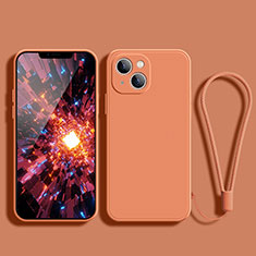 Apple iPhone 14用360度 フルカバー極薄ソフトケース シリコンケース 耐衝撃 全面保護 バンパー G02 アップル オレンジ